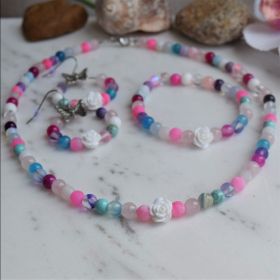 гривна от естествени камъни "Синьо-розово изкушение"